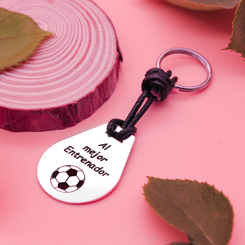 Llavero de plata personalizado para entrenador de fútbol