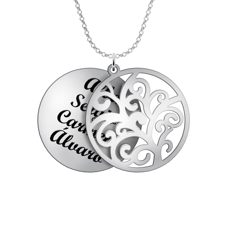 Collar árbol de la vida y medalla grabada