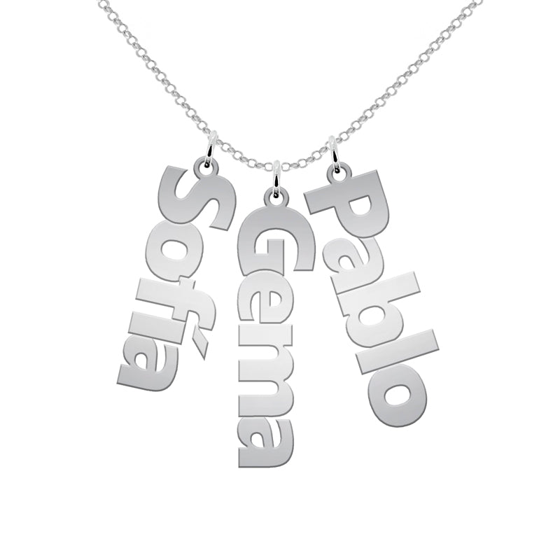 Collar de plata con nombres verticales