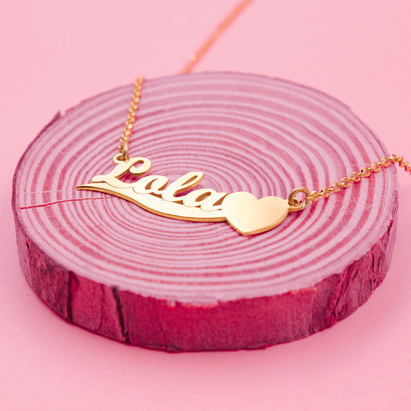 Collar de plata con nombre sobre banda chapado en oro