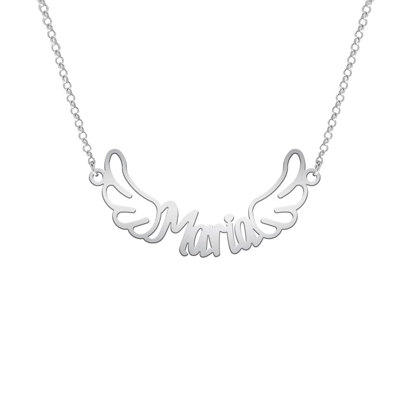 Collar de plata con nombre y alas