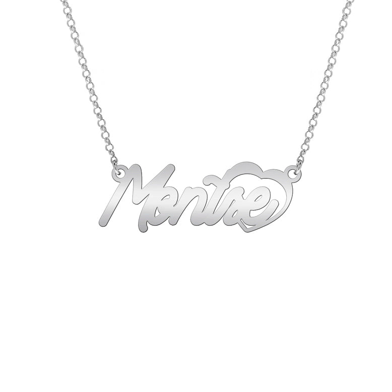 Collar de plata con nombre y corazón calado