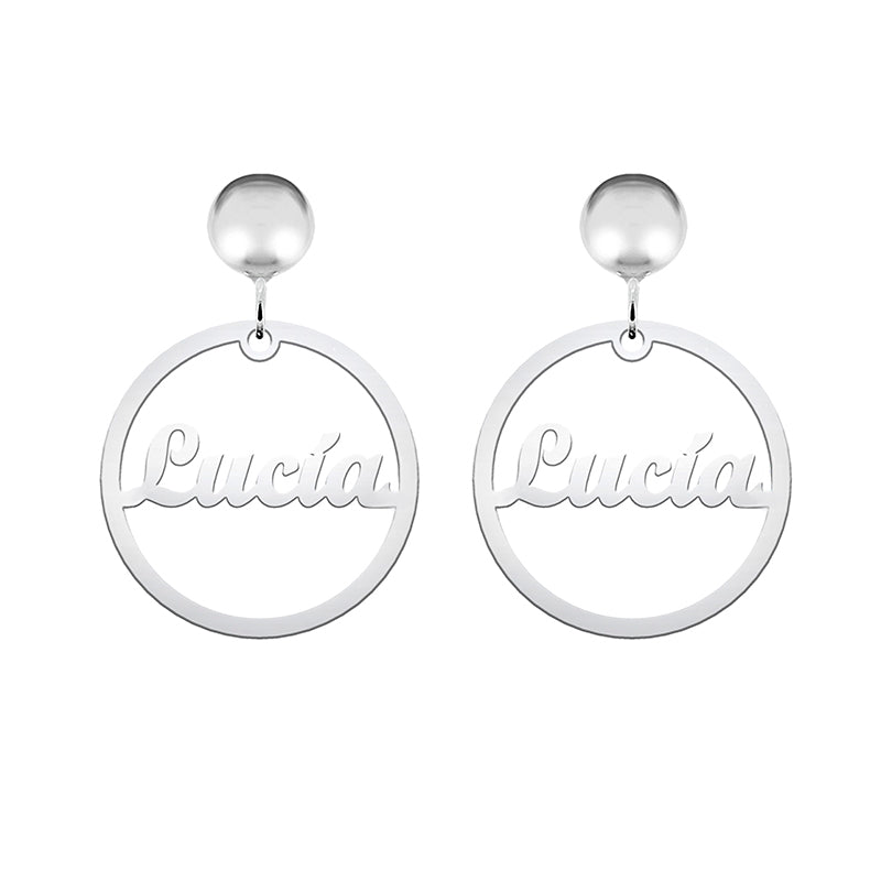 Pendientes de plata círculo con nombre