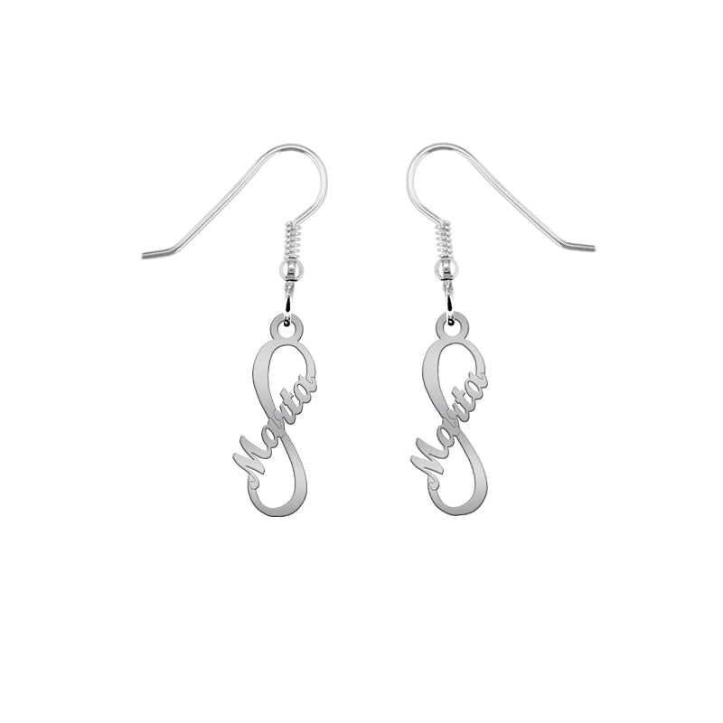 Pendientes de plata infinito vertical