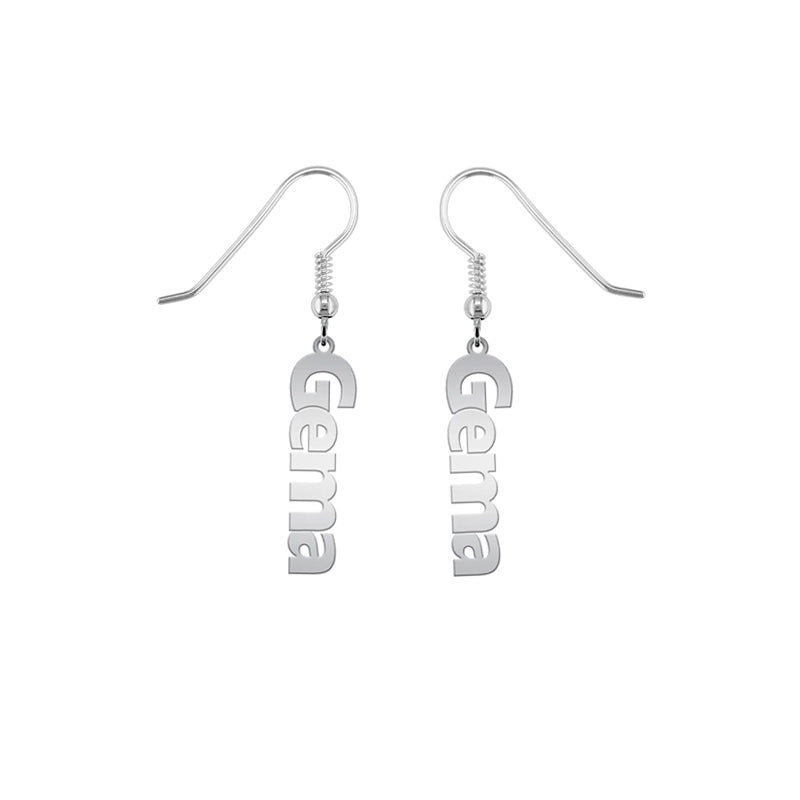 Pendientes con el nombre en vertical. Personalizable con nombre de hijos, nietos, sobrinos, ...