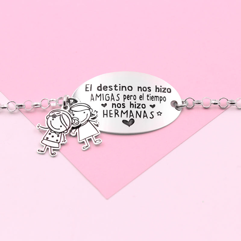 Pulsera de plata con mensaje y hasta 2 niños