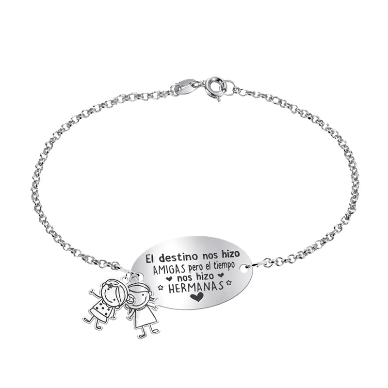 Pulsera de plata con mensaje y hasta 2 niños