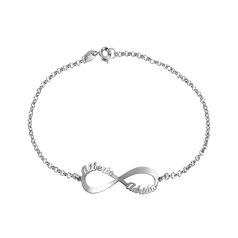 Pulsera de plata infinito 2 nombres