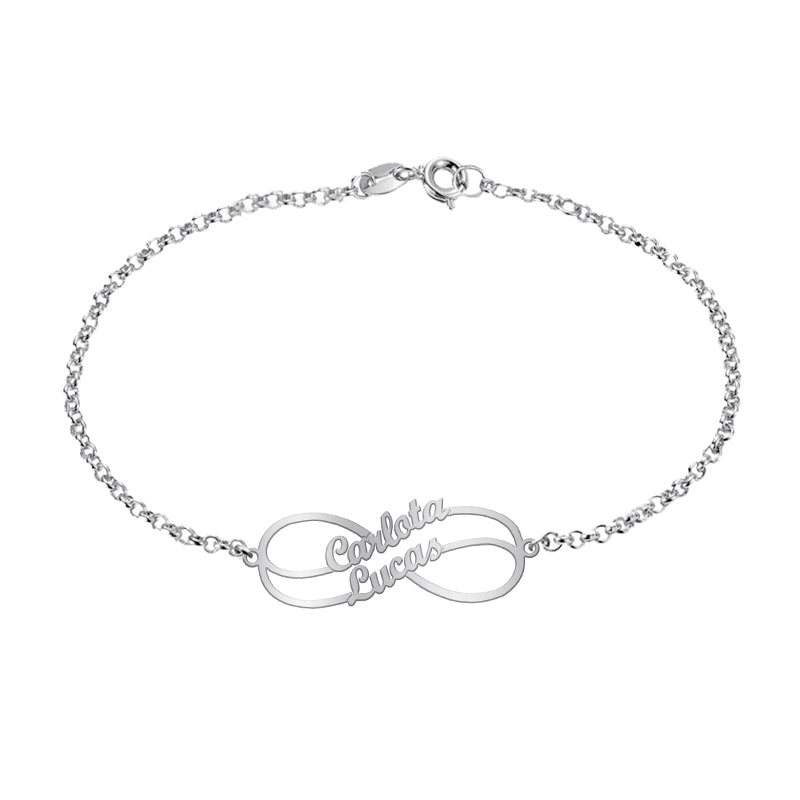 Pulsera de plata infinito con hasta 2 nombres