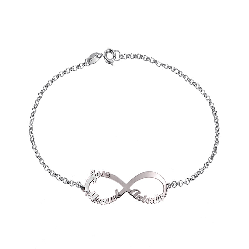 Pulsera de plata infinito hasta 4 nombres