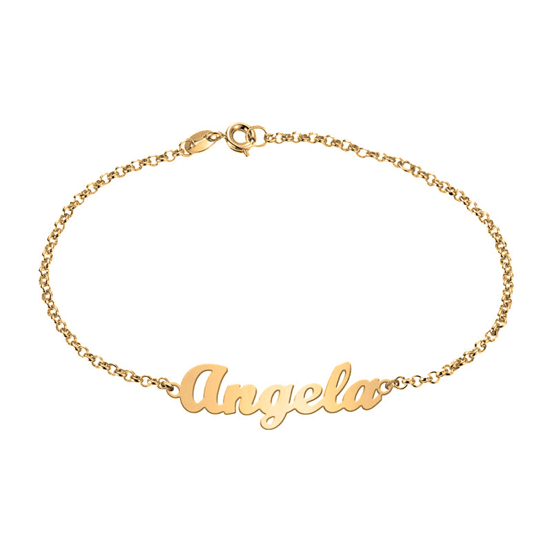 Pulsera de plata con nombre chapada en oro