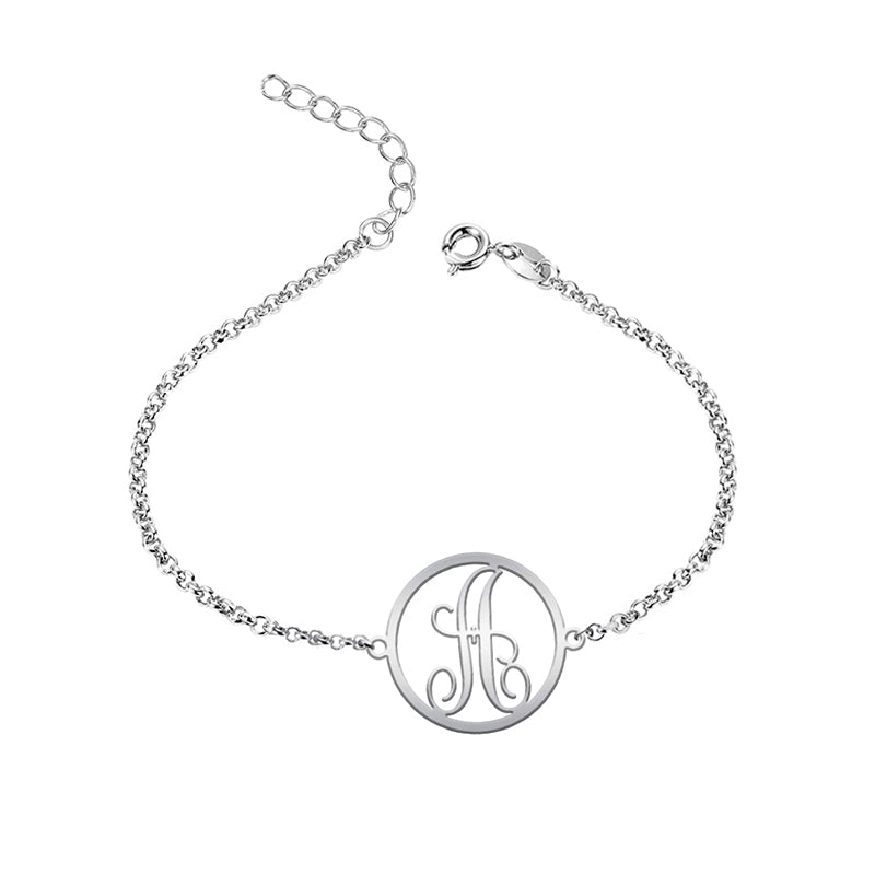 Tobillera de plata con inicial clásica