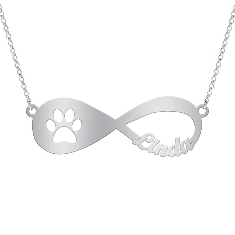 Collar de plata infinito huellas mascota