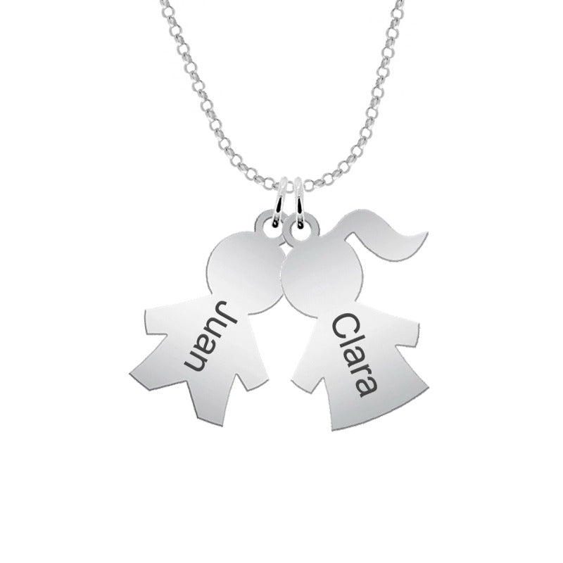 Collar de plata personalizado con niños o niñas