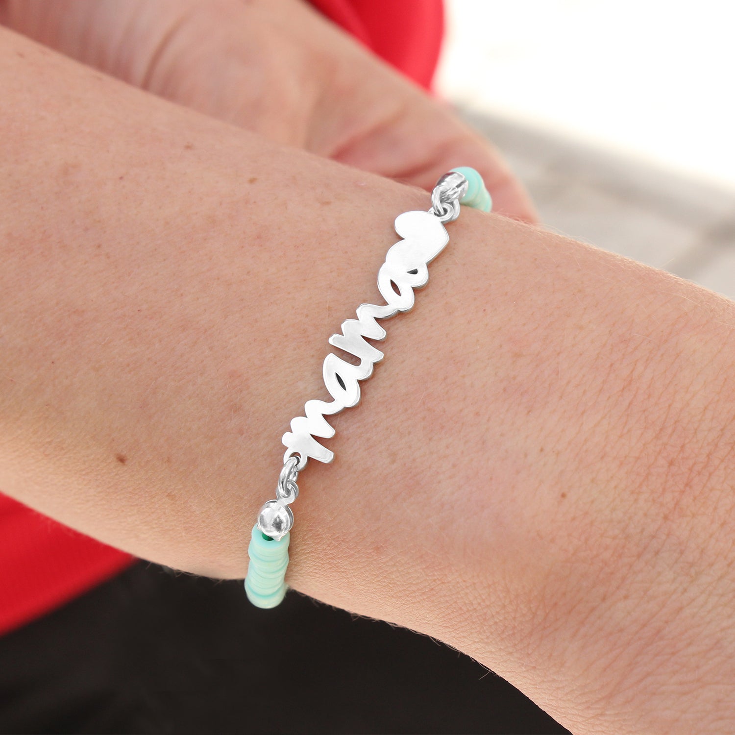 Pulsera mamá de plata y arcilla polimérica