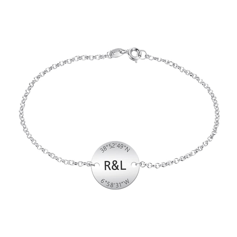 Pulsera de plata con coordenadas