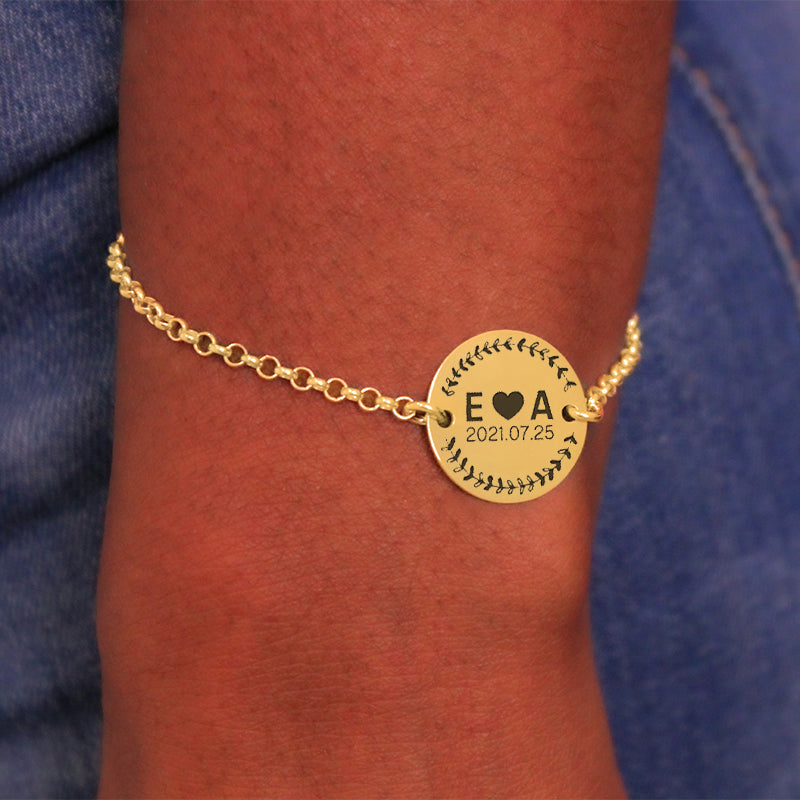 Pulsera de plata día para el recuerdo chapada en oro