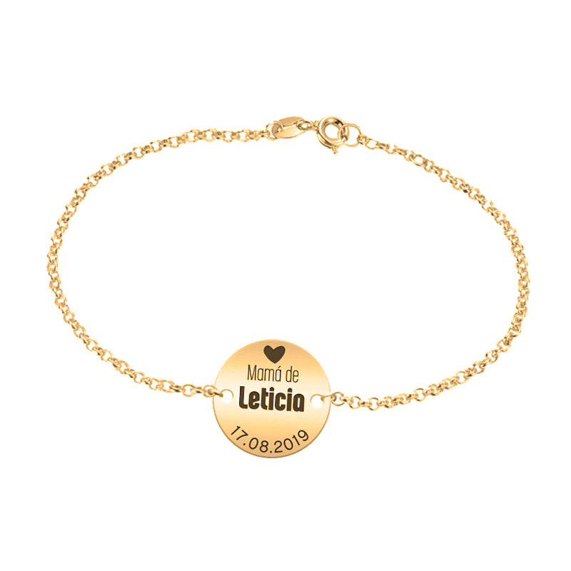 Pulsera de plata mamá de... chapada en oro