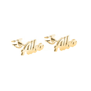 Pendientes de plata con nombre chapado en oro